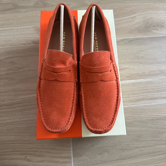 Vibrant Orange Men's Suede Loafers - Picture 5 of 8